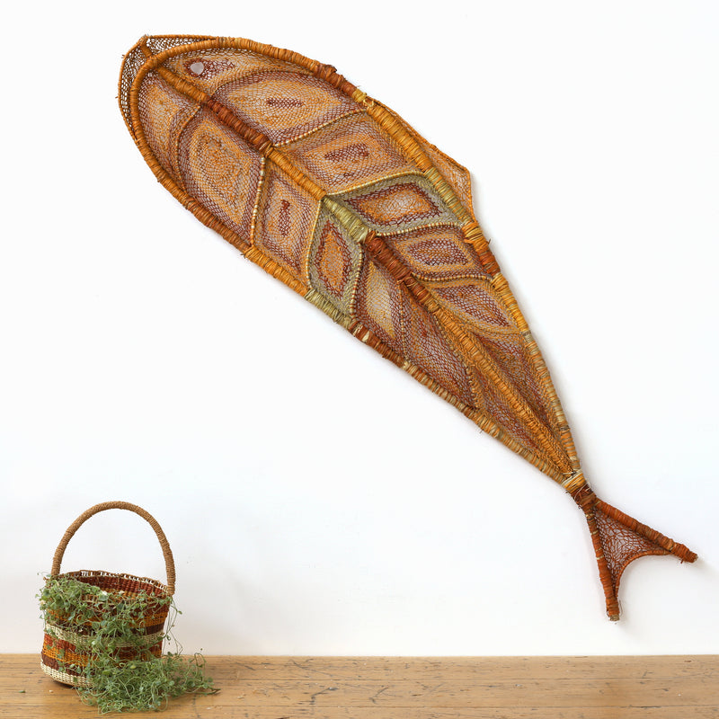 Aboriginal Artwork by Basma Nulla, Borndolk (Glossamia aprion), 153x44cm