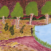 Aboriginal Artwork by Benita Clements, Family fishing at Ellery Bighole, 39.5x28cm
