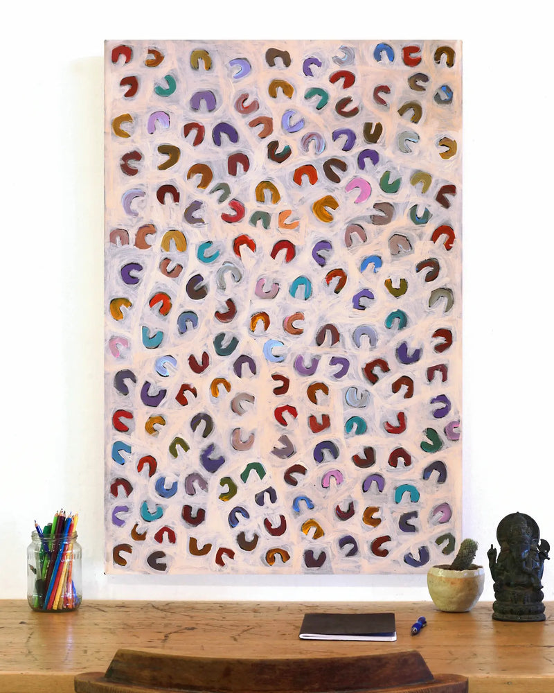 Aboriginal Artwork by Bess Napanangka Poulson, Mina Mina Dreaming, 91x61cm