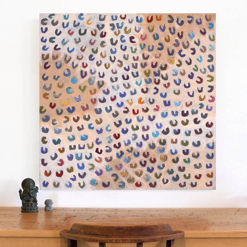 Aboriginal Artwork by Bess Napanangka Poulson, Mina Mina Dreaming, 91x91cm