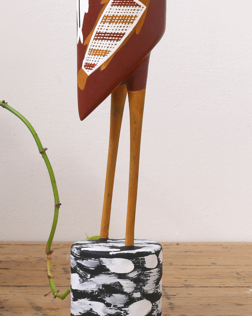 Aboriginal Artwork by Bob Ali, Gomarla (Egret bird) Sculpture, 53cm