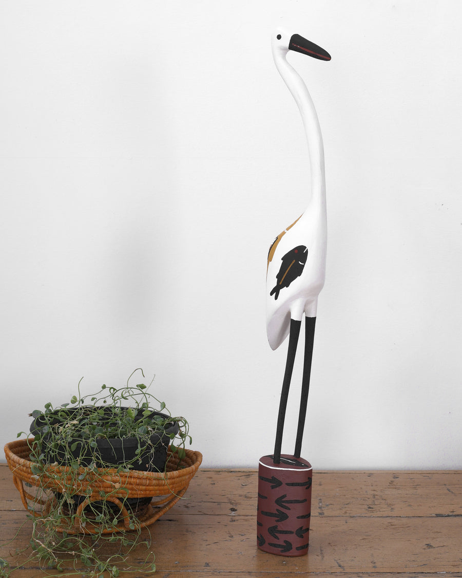Aboriginal Artwork by Bob Ali, Gomarla (Egret bird) Sculpture, 68cm