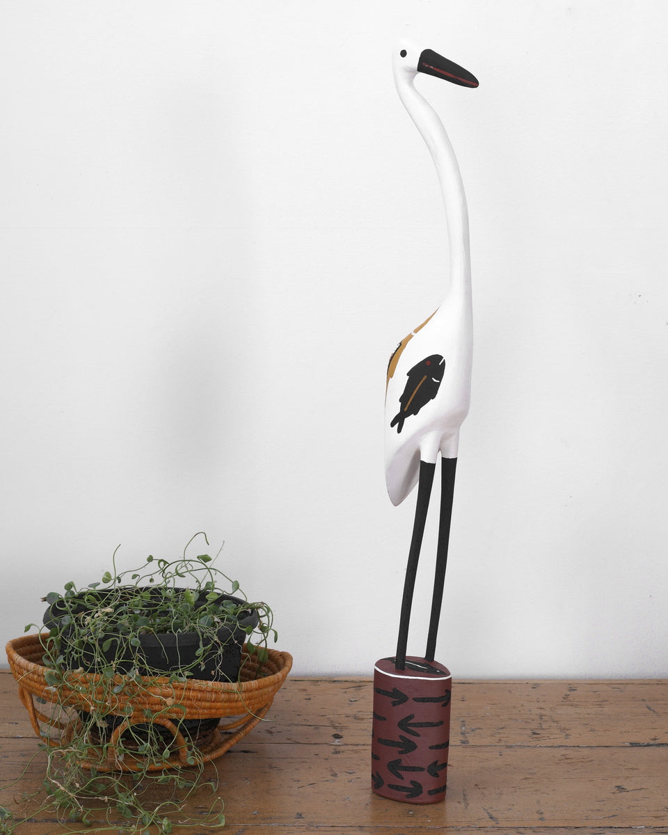 Aboriginal Artwork by Bob Ali, Gomarla (Egret bird) Sculpture, 68cm