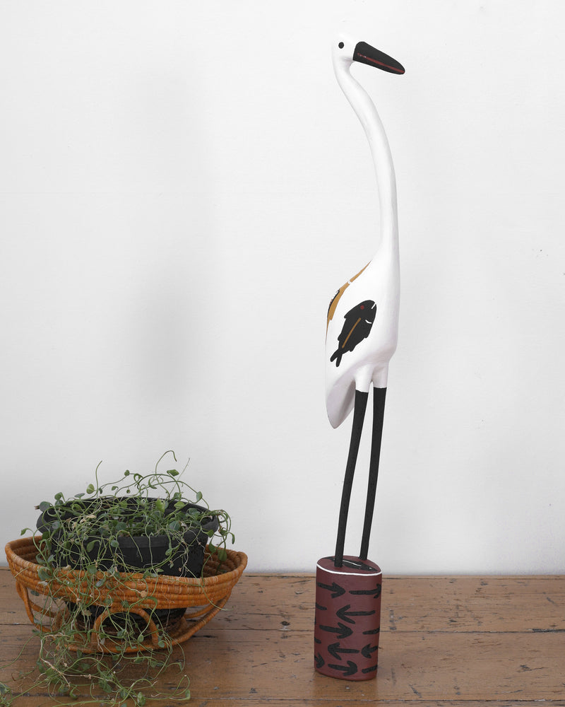 Aboriginal Artwork by Bob Ali, Gomarla (Egret bird) Sculpture, 68cm