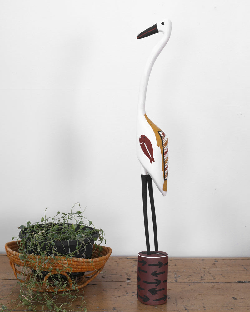 Aboriginal Artwork by Bob Ali, Gomarla (Egret bird) Sculpture, 68cm
