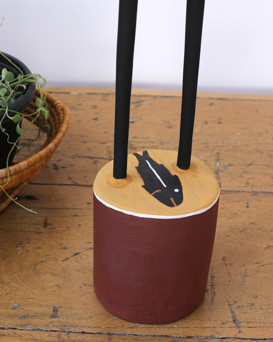 Aboriginal Artwork by Bob Ali, Gomarla (Egret bird) Sculpture, 89cm