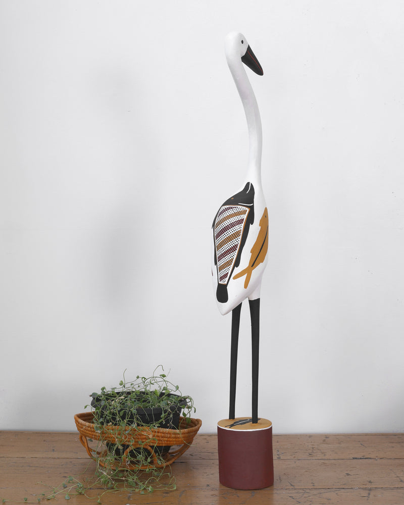 Aboriginal Artwork by Bob Ali, Gomarla (Egret bird) Sculpture, 89cm