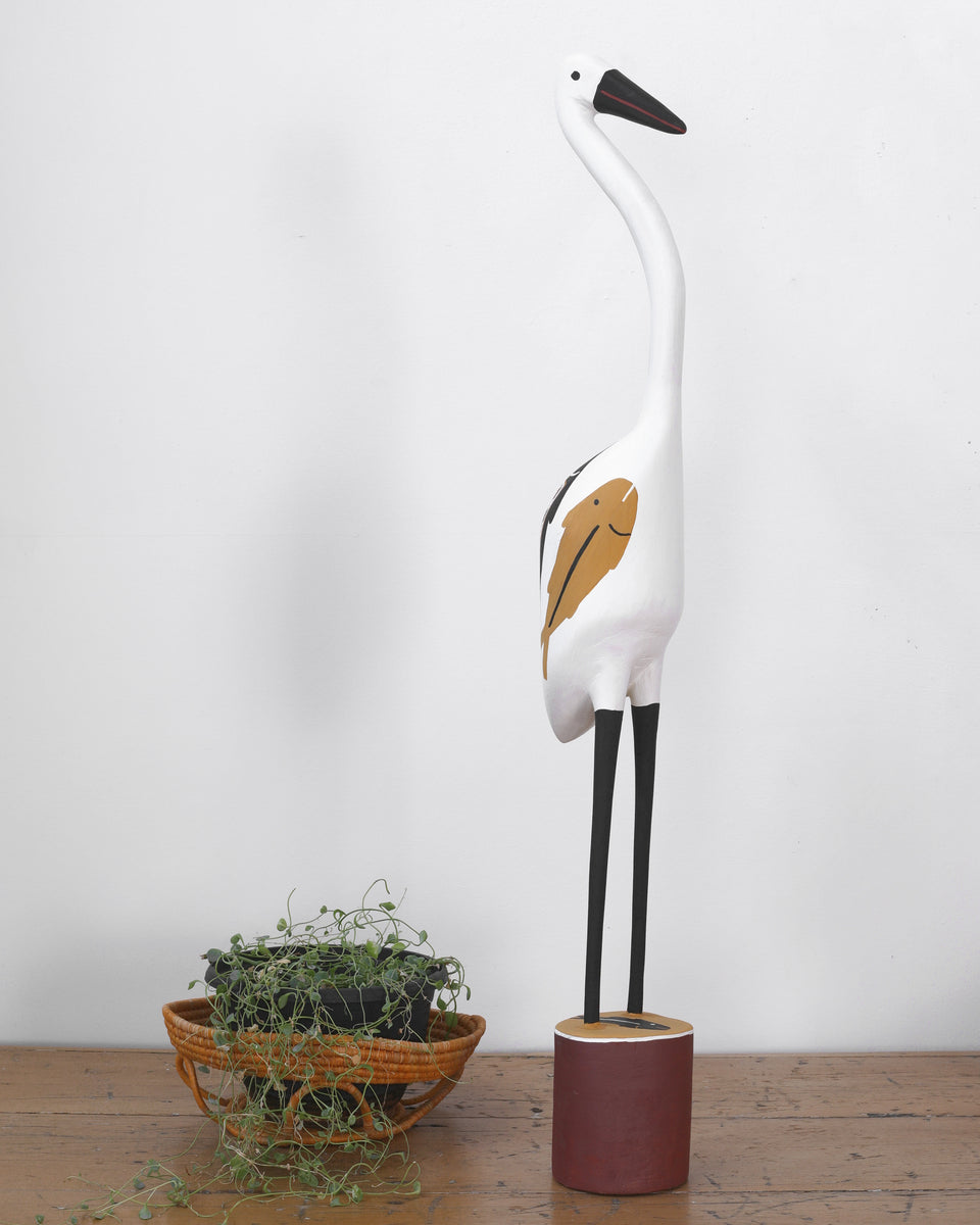 Aboriginal Artwork by Bob Ali, Gomarla (Egret bird) Sculpture, 89cm