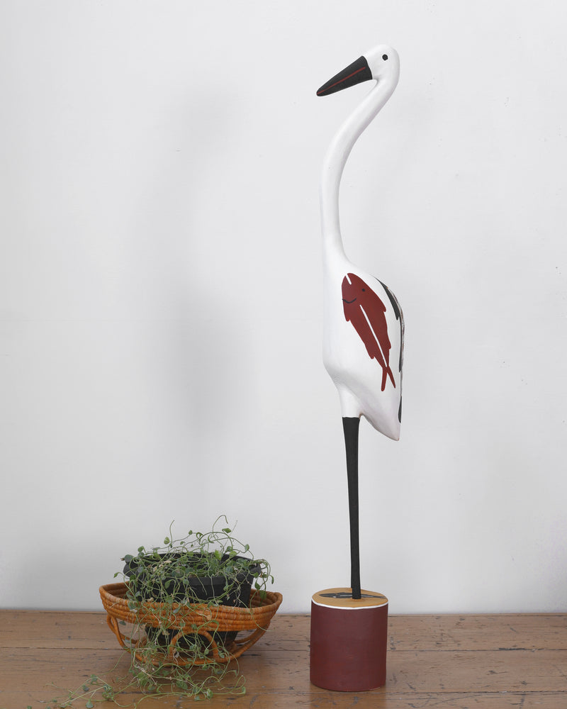 Aboriginal Artwork by Bob Ali, Gomarla (Egret bird) Sculpture, 89cm