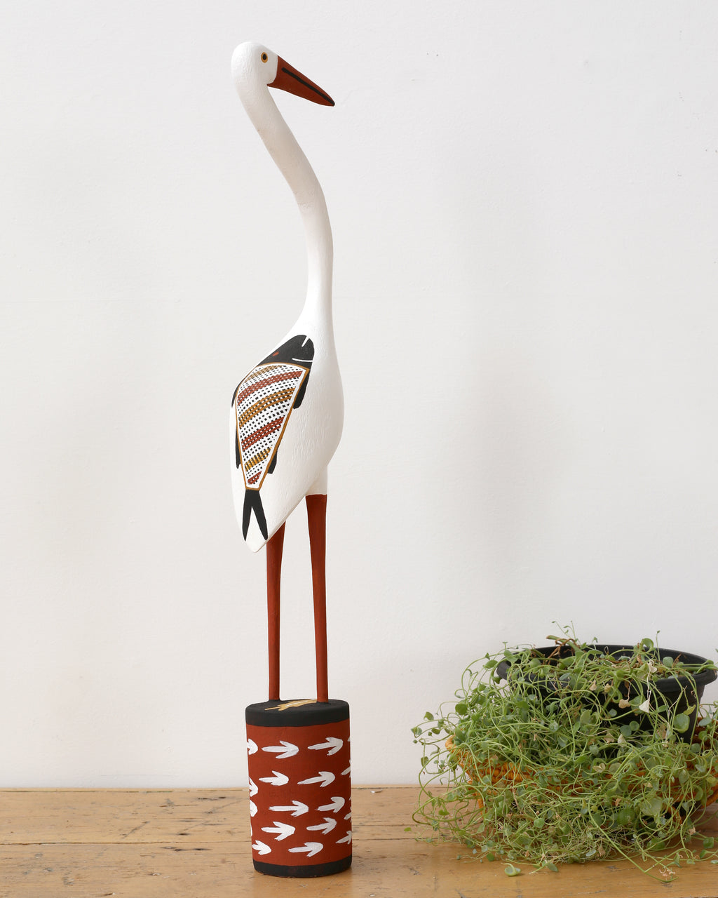 Aboriginal Artwork by Bob Ali, Gomarla (Egret bird) Sculpture, 67cm