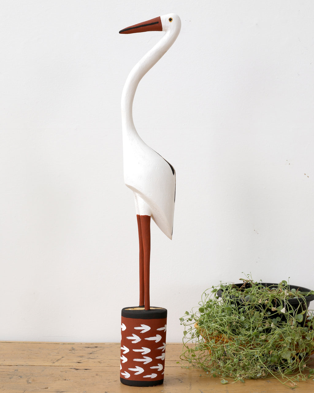 Aboriginal Artwork by Bob Ali, Gomarla (Egret bird) Sculpture, 67cm