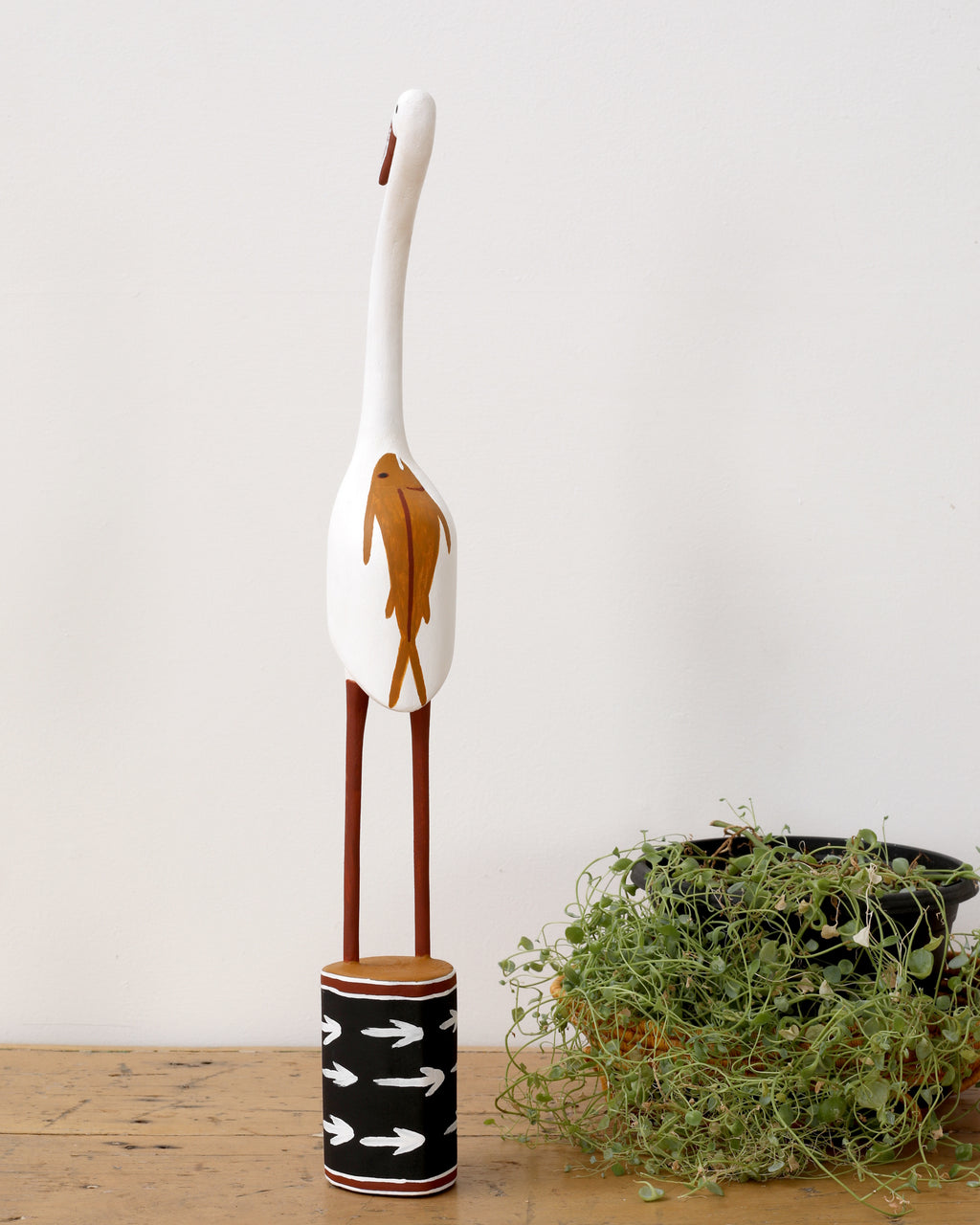 Aboriginal Artwork by Bob Ali, Gomarla (Egret bird) Sculpture, 56cm