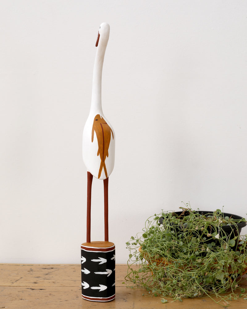 Aboriginal Artwork by Bob Ali, Gomarla (Egret bird) Sculpture, 56cm