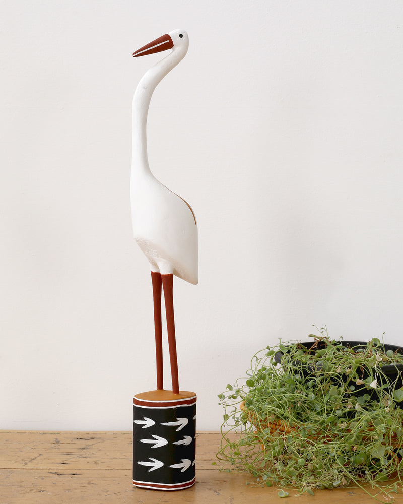 Aboriginal Artwork by Bob Ali, Gomarla (Egret bird) Sculpture, 56cm