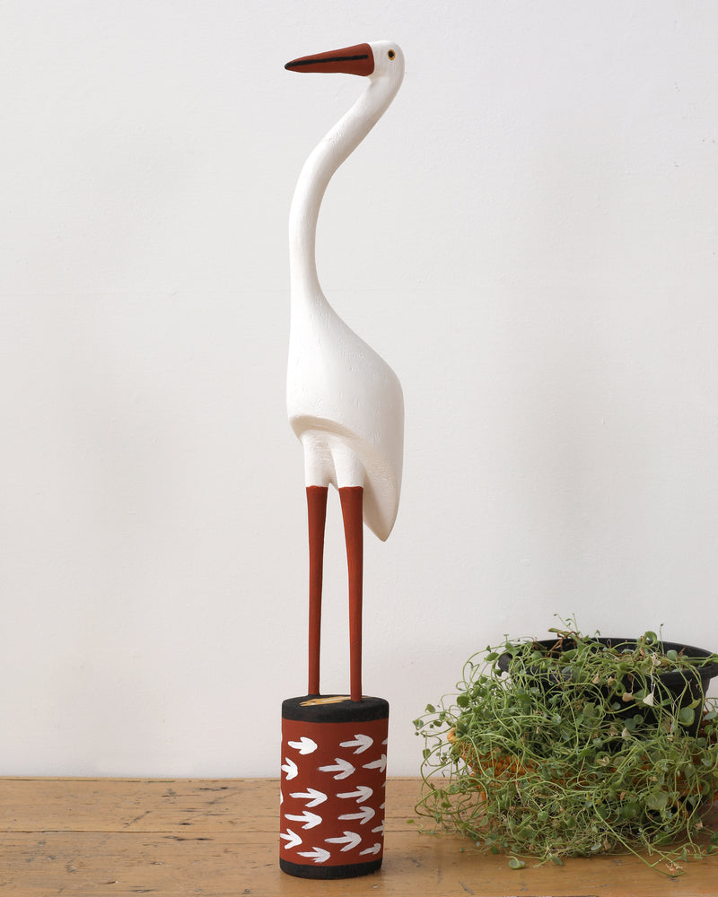 Aboriginal Artwork by Bob Ali, Gomarla (Egret bird) Sculpture, 67cm