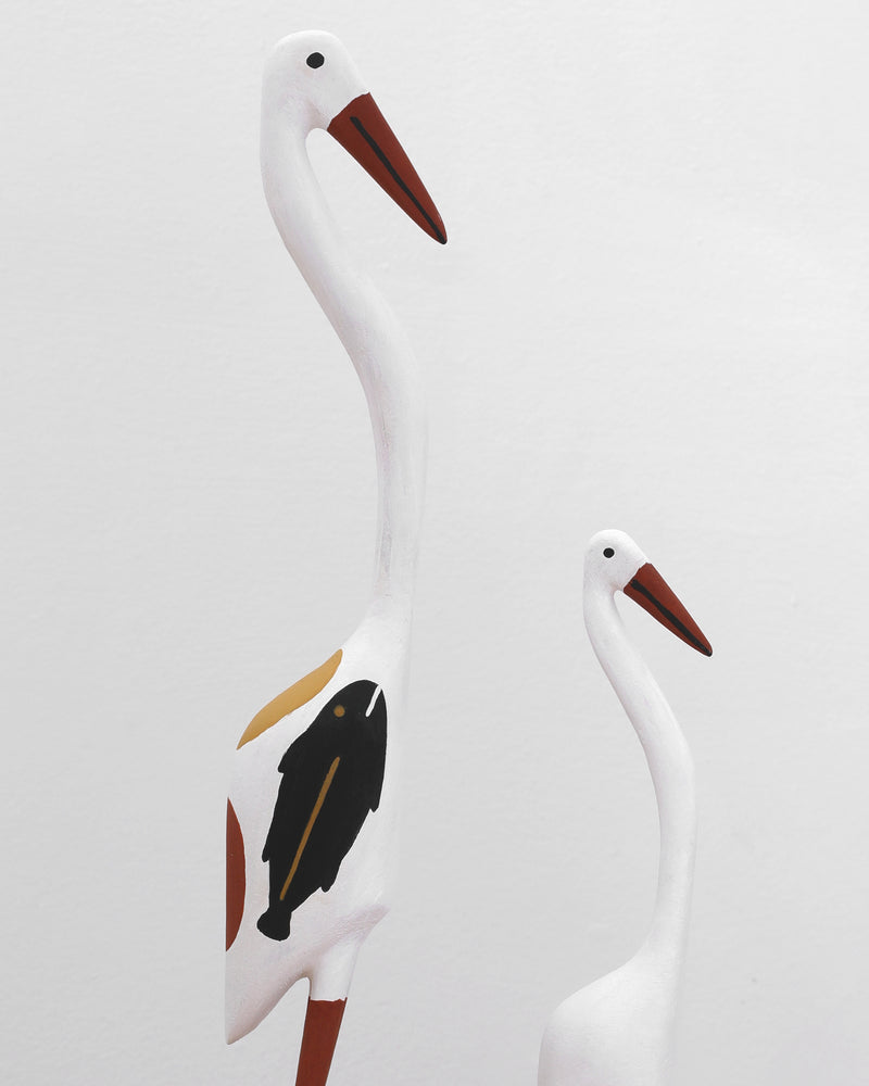 Aboriginal Artwork by Bob Ali, Two Gomarla (Egret) Sculptures, 53.5cm