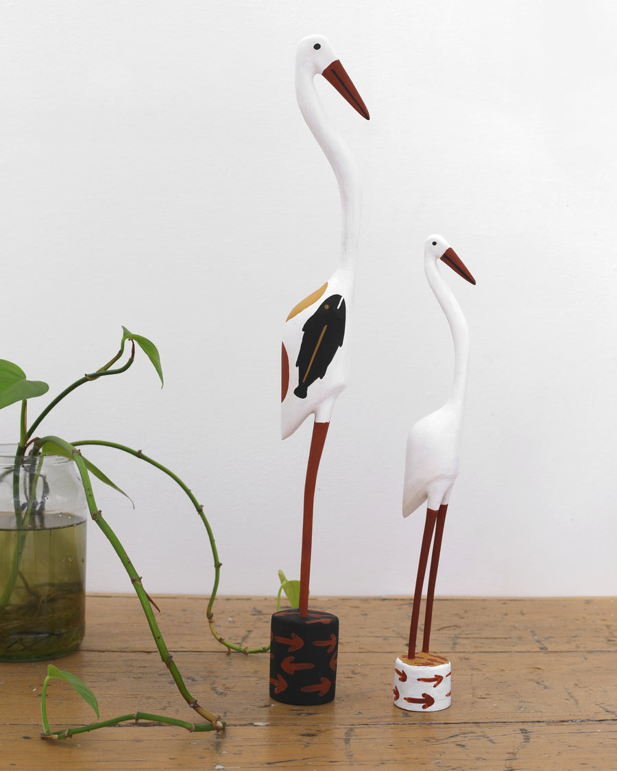 Aboriginal Artwork by Bob Ali, Two Gomarla (Egret) Sculptures, 53.5cm