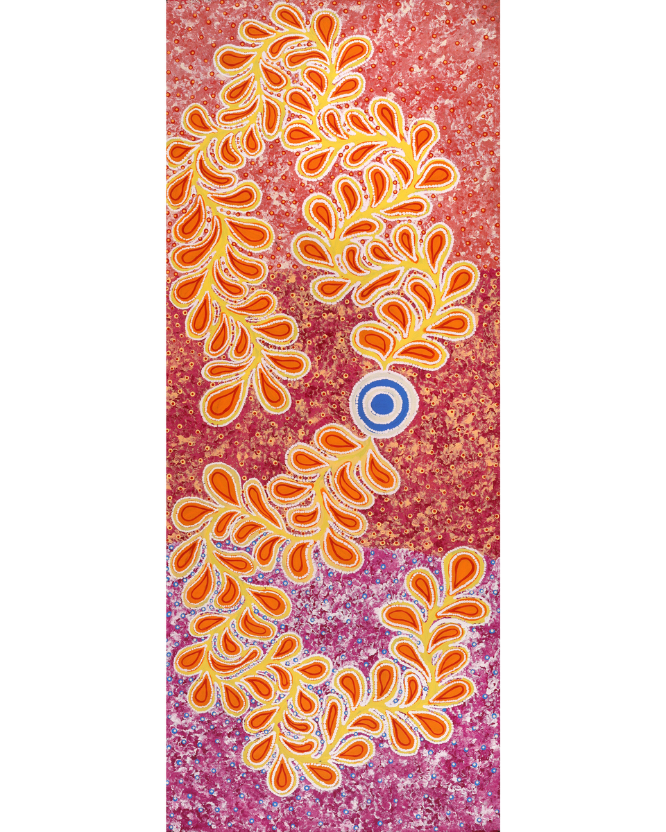 Aboriginal Artwork by Brenda Punytjina Armstrong, Honey Grevillea Dreaming, 152x61cm