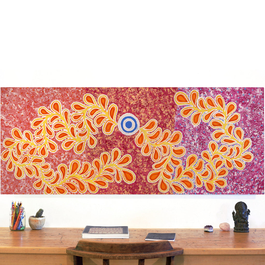 Aboriginal Artwork by Brenda Punytjina Armstrong, Honey Grevillea Dreaming, 152x61cm