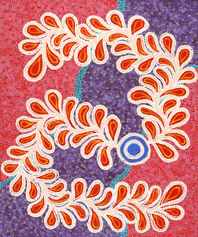 Aboriginal Artwork by Brenda Punytjina Armstrong, Honey Grevillea Dreaming, 76x61cm