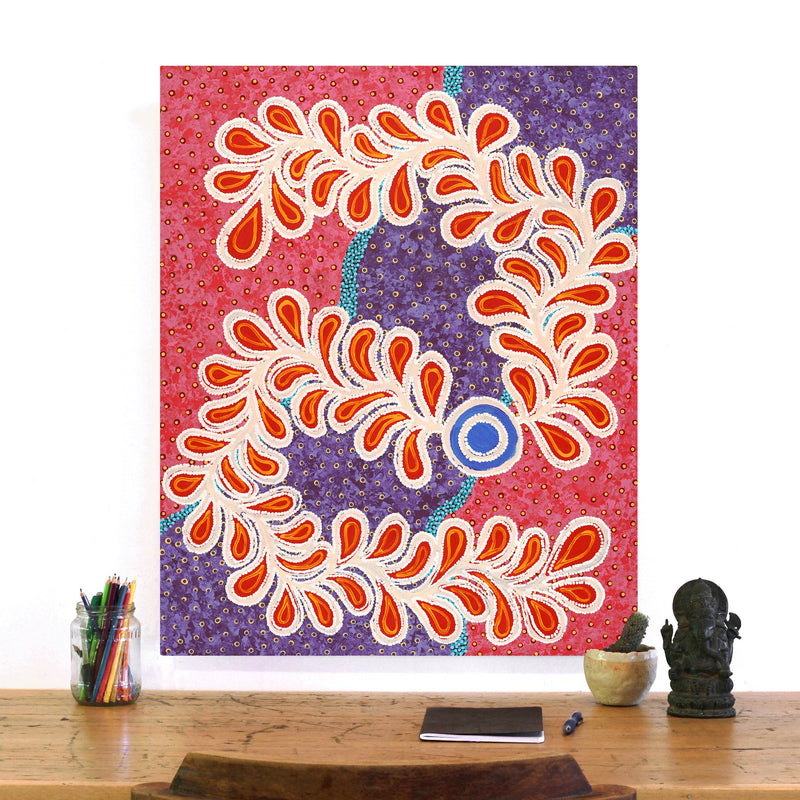 Aboriginal Artwork by Brenda Punytjina Armstrong, Honey Grevillea Dreaming, 76x61cm