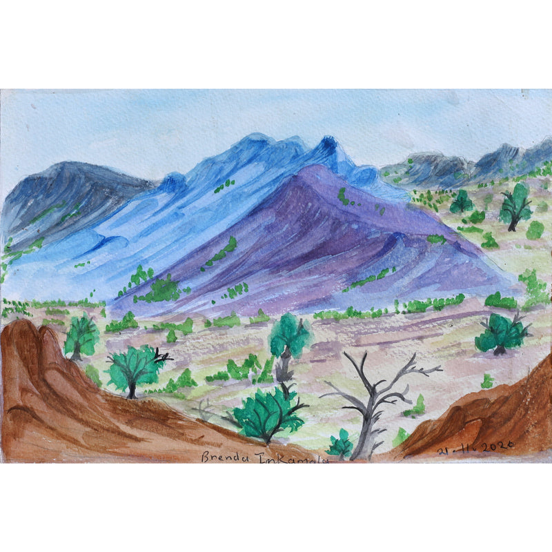Aboriginal Artwork by Brenda Inkamala Wheeler, Papunya Way, 27x19cm