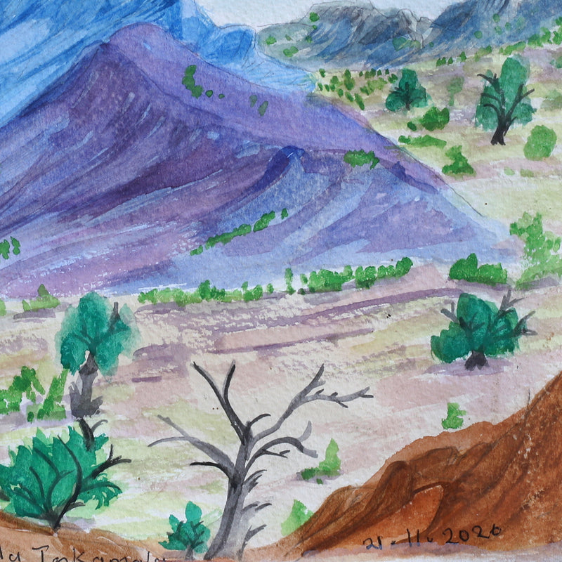 Aboriginal Artwork by Brenda Inkamala Wheeler, Papunya Way, 27x19cm