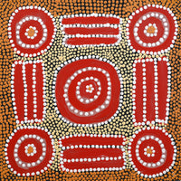 Aboriginal Artwork by Britney Nangala White, Watiya-warnu Jukurrpa (Seed Dreaming), 30x30cm