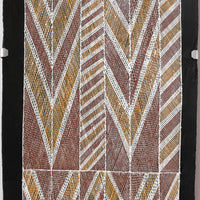 Aboriginal Artwork by Cameron Kawurlkku, Djomi, 117x25cm Bark Painting