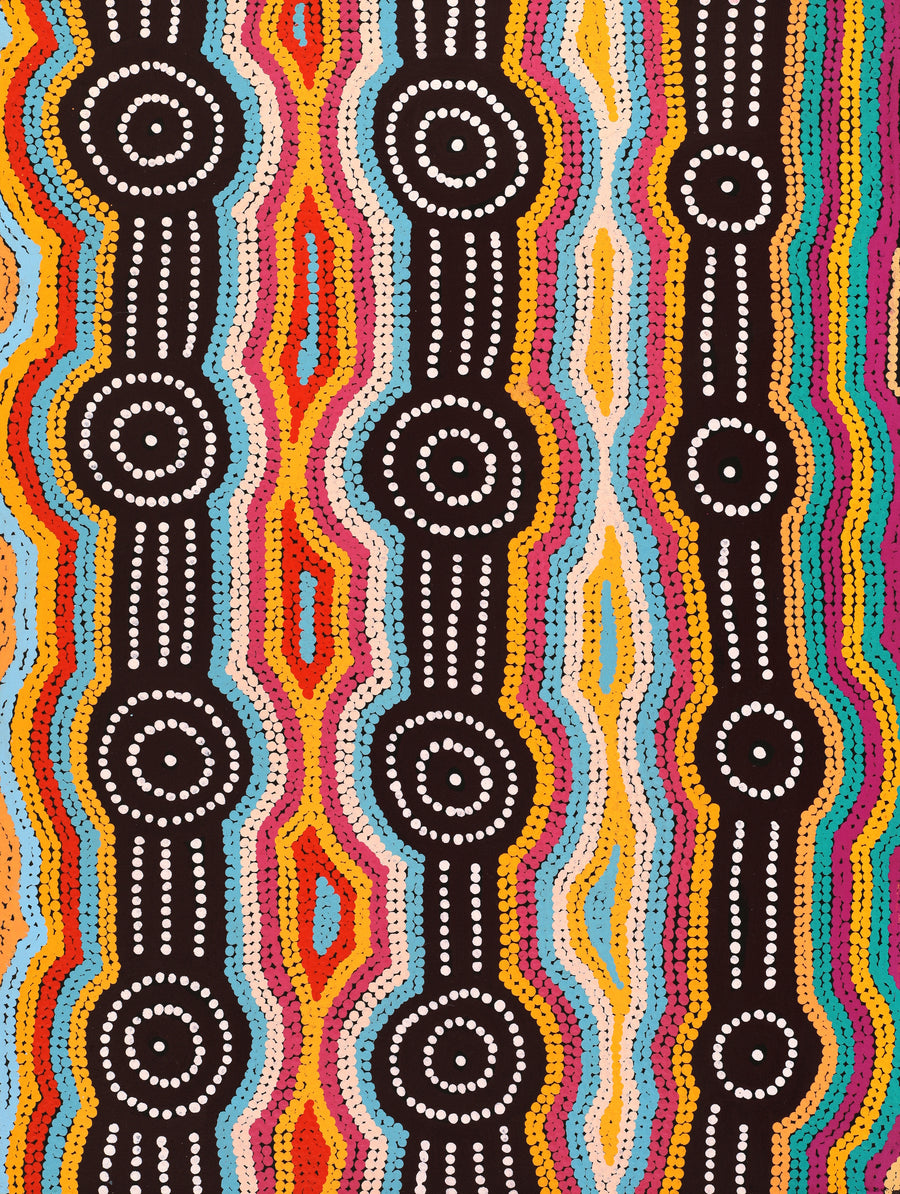Aboriginal Artwork by Carol Nampijinpa Larry, Karnta Jukurrpa (Womens Dreaming), 61x46cm