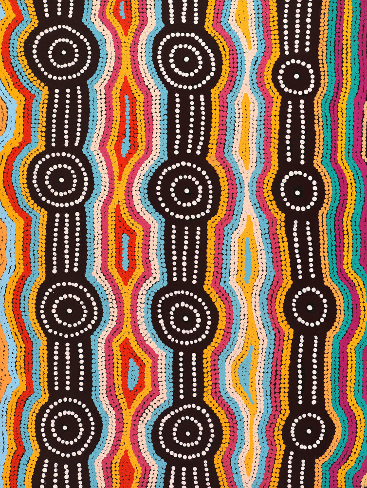 Aboriginal Artwork by Carol Nampijinpa Larry, Karnta Jukurrpa (Womens Dreaming), 61x46cm
