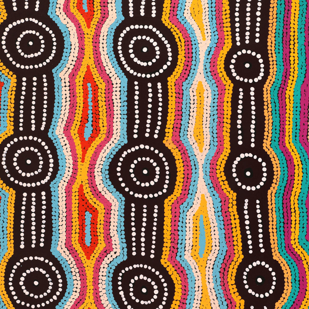 Aboriginal Artwork by Carol Nampijinpa Larry, Karnta Jukurrpa (Womens Dreaming), 61x46cm