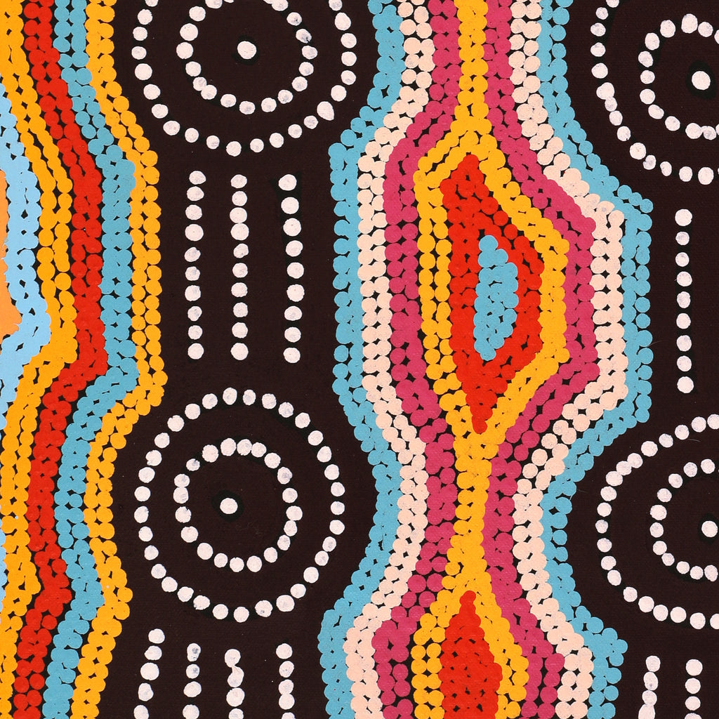 Aboriginal Artwork by Carol Nampijinpa Larry, Karnta Jukurrpa (Womens Dreaming), 61x46cm