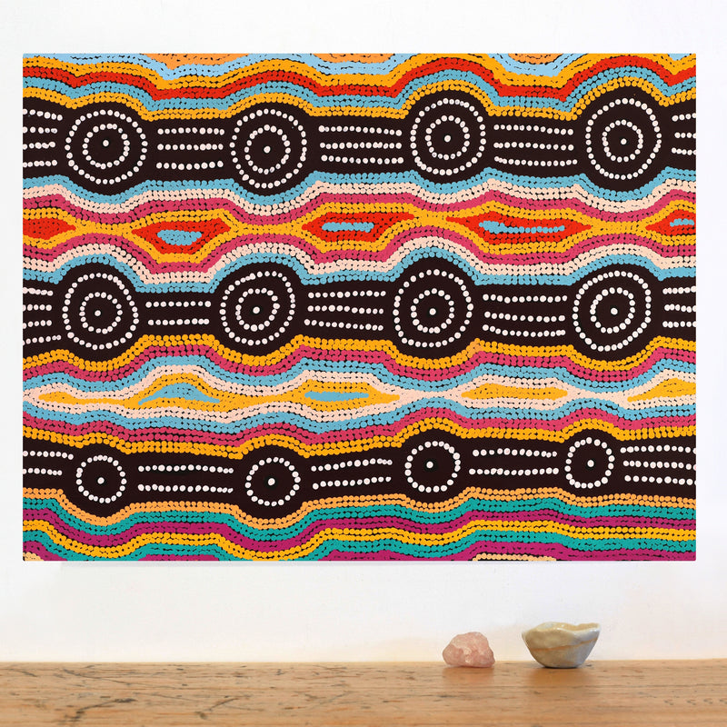 Aboriginal Artwork by Carol Nampijinpa Larry, Karnta Jukurrpa (Womens Dreaming), 61x46cm