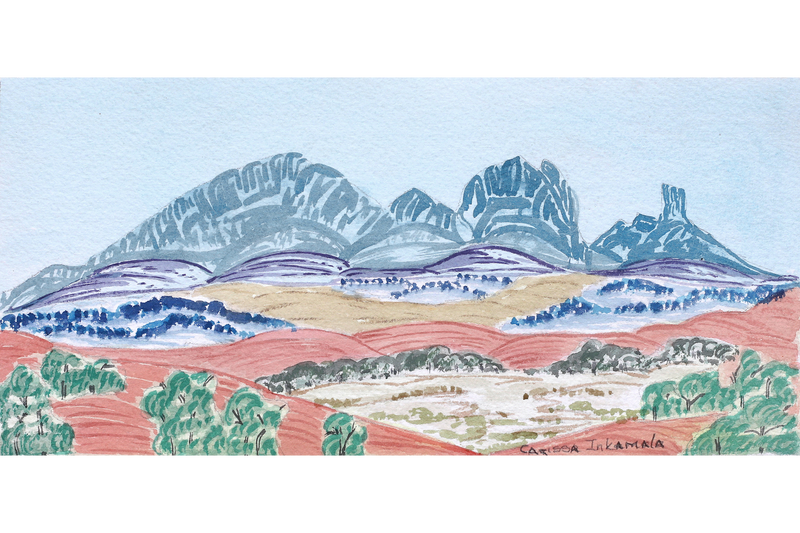 Aboriginal Artwork by Carissa Inkamala, Rutjipma (Mt Sonder), 27.5x13cm