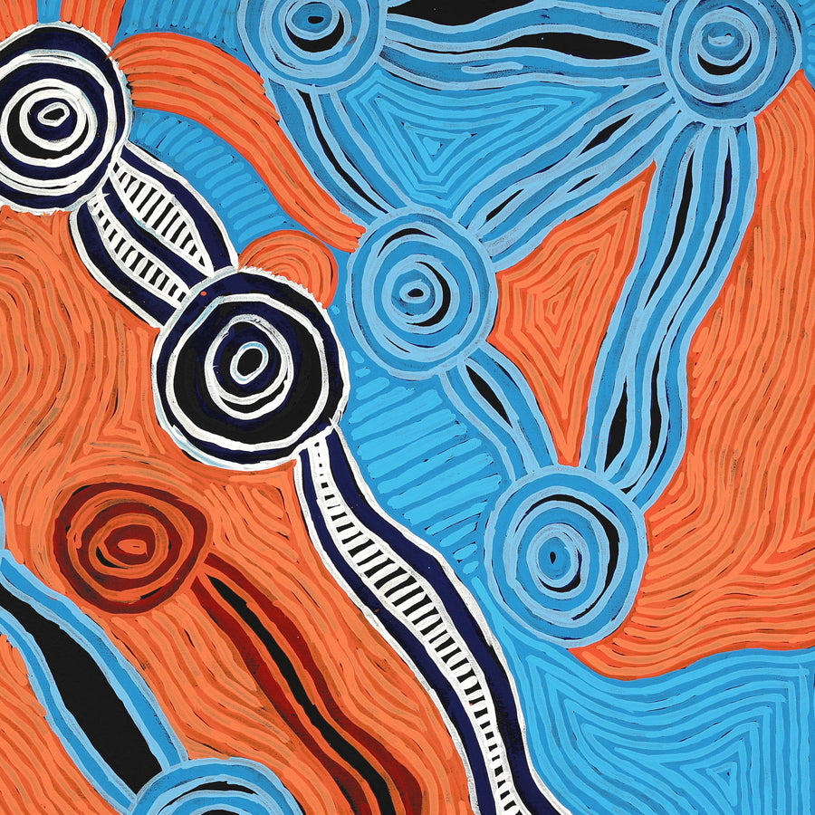 Aboriginal Artwork by Carol Young, Rockholes, 91x91cm