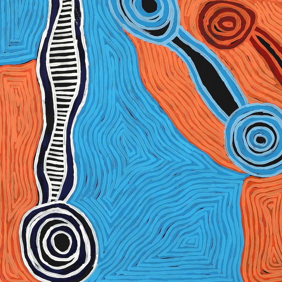 Aboriginal Artwork by Carol Young, Rockholes, 91x91cm