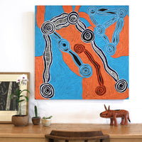 Aboriginal Artwork by Carol Young, Rockholes, 91x91cm