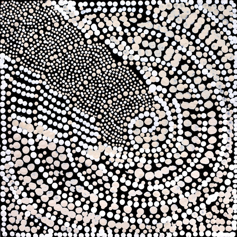 Aboriginal Artwork by Caroline Nakamarra Gibson, Ngapa Jukurrpa (Water Dreaming) - Wapurtali, 30x30cm