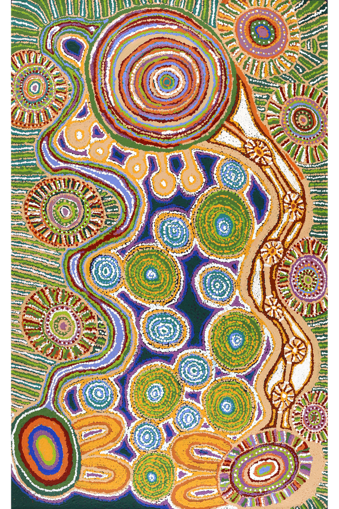 Aboriginal Artwork by Tjaruwa Carolyn Dunn, Piltati Tjukurpa, 122x76cm