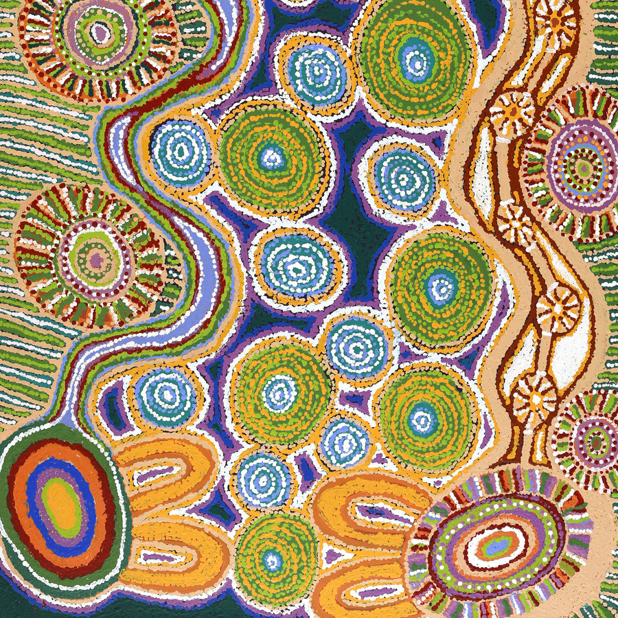Aboriginal Artwork by Tjaruwa Carolyn Dunn, Piltati Tjukurpa, 122x76cm