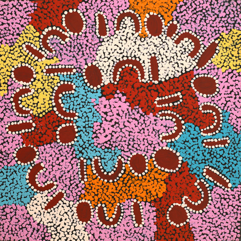 Aboriginal Artwork by Catherine Nungarrayi Malbunka, Mina Mina Dreaming, 40x40cm