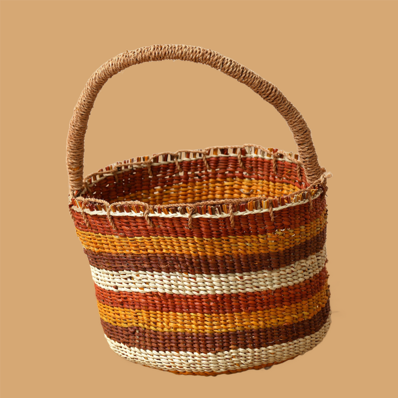 Aboriginal Artwork by Cecille Baker, Coil Basket, 33x23cm