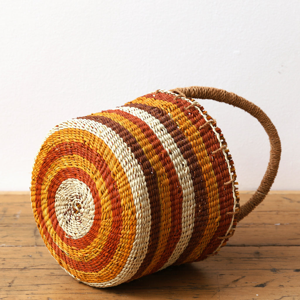 Aboriginal Artwork by Cecille Baker, Coil Basket, 33x23cm