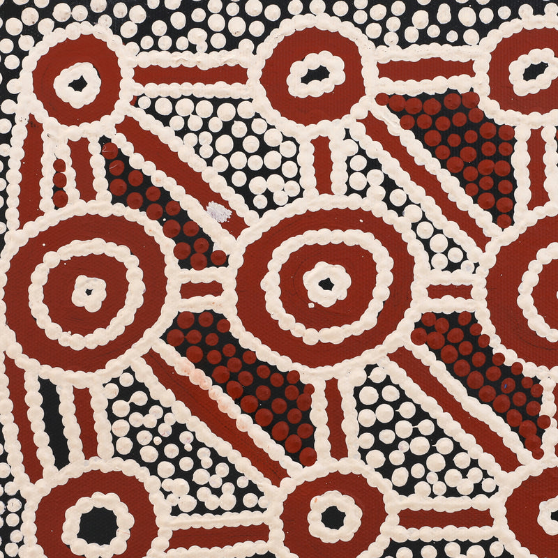 Aboriginal Artwork by Cecily Napanangka Marshall, Pikilyi Jukurrpa (Vaughan Springs Dreaming), 30x30cm