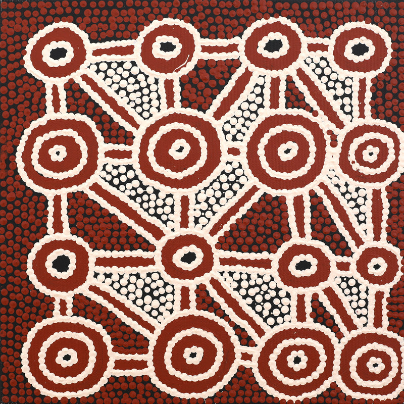 Aboriginal Artwork by Cecily Napanangka Marshall, Pikilyi Jukurrpa (Vaughan Springs Dreaming), 30x30cm