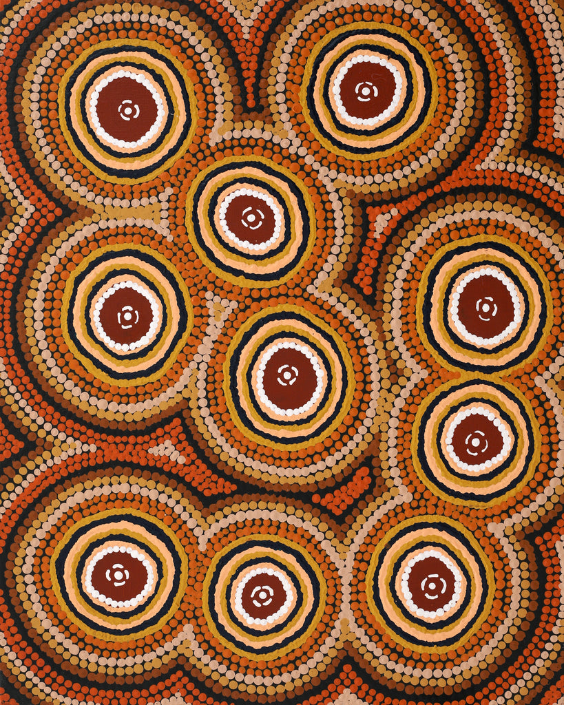 Aboriginal Art by Chantelle Napanangka Williams, Yarla Jukurrpa (Bush Potato Dreaming) - Cockatoo Creek, 50x40cm - ART ARK®