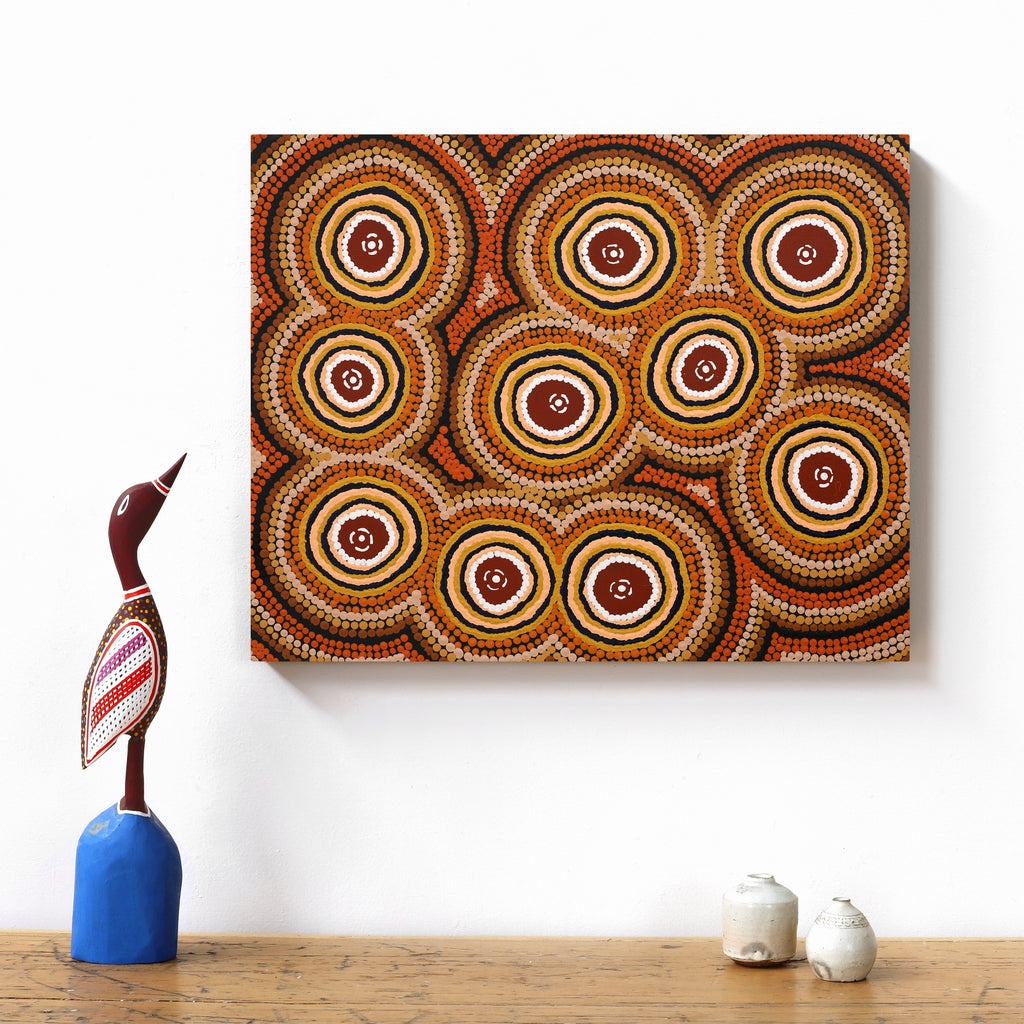 Aboriginal Art by Chantelle Napanangka Williams, Yarla Jukurrpa (Bush Potato Dreaming) - Cockatoo Creek, 50x40cm - ART ARK®