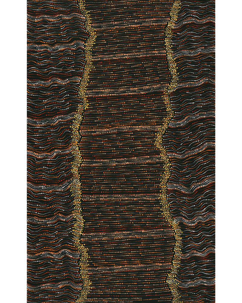 Aboriginal Artwork by Chantelle Nampijinpa Robertson, Ngapa Jukurrpa (Water Dreaming) - Puyurru, 122x76cm