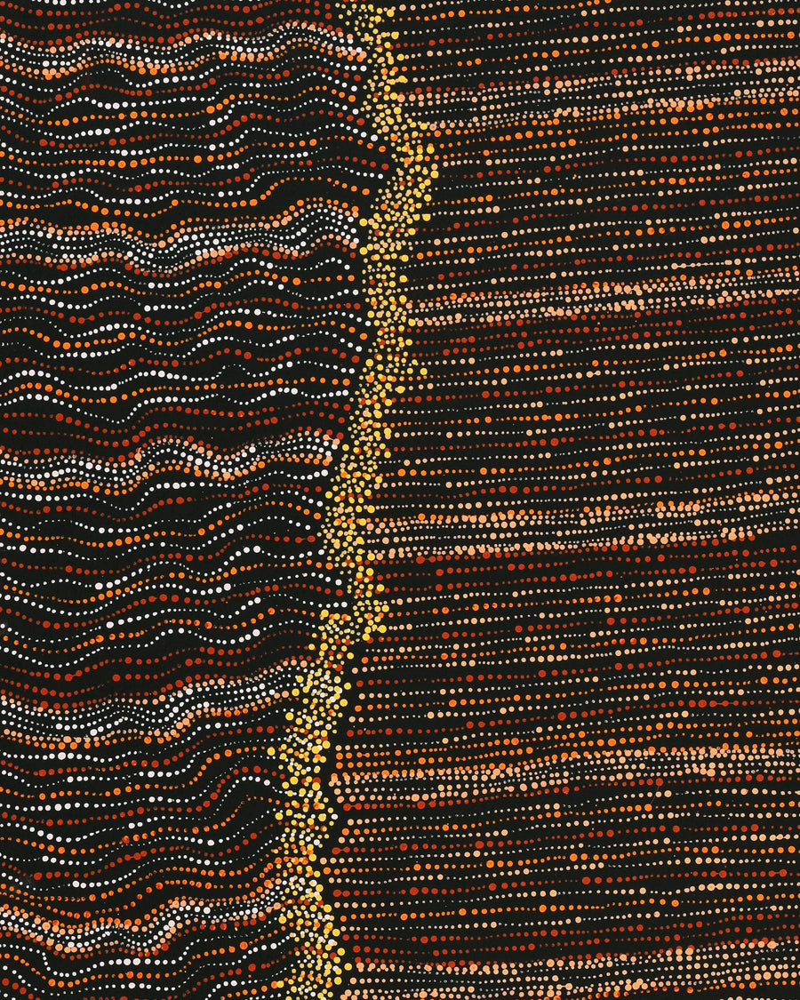 Aboriginal Artwork by Chantelle Nampijinpa Robertson, Ngapa Jukurrpa (Water Dreaming) - Puyurru, 122x76cm